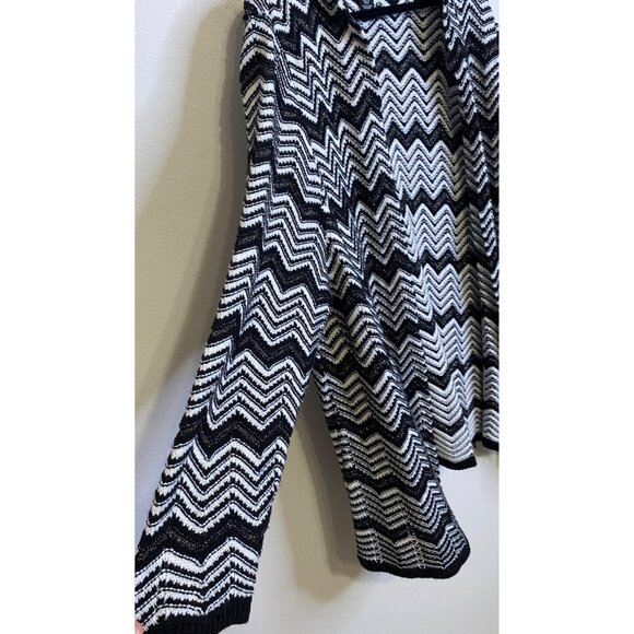 CATHERINES Open Front Sweater Cardigan Plus 3X 26/28W Black White Metallic - Picture 2 of 4